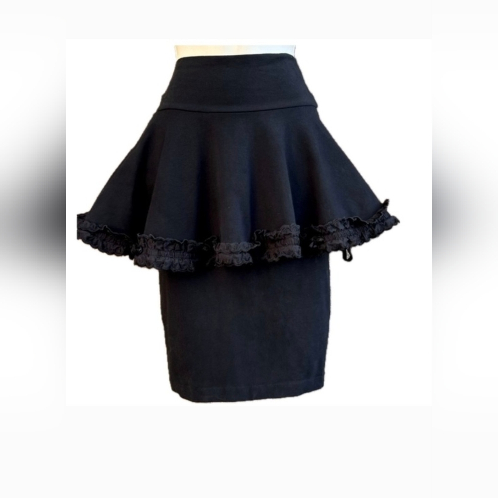 Betsey Johnson Black Ruffled Pencil Skirt